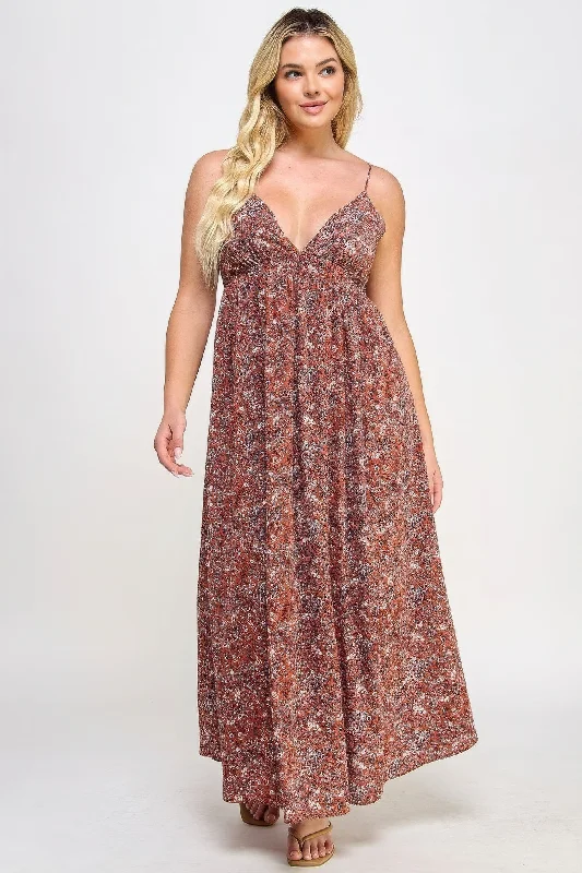 Blue Zone Planet |  Floral Maxi Dress With Tie Back Comfortable Maxi Dress with Belt