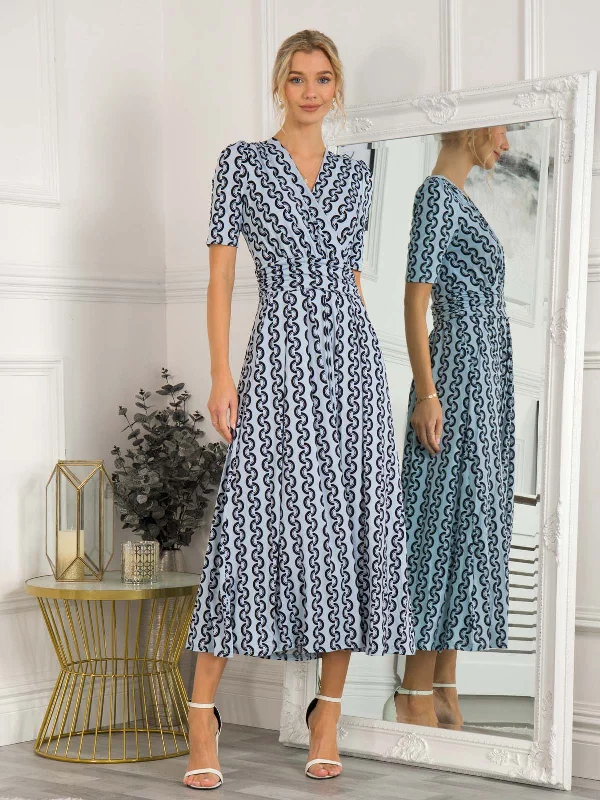 Jolie Moi Genesis Wrap Front Maxi Dress, Light Blue Comfortable T-Shirt Maxi Dress