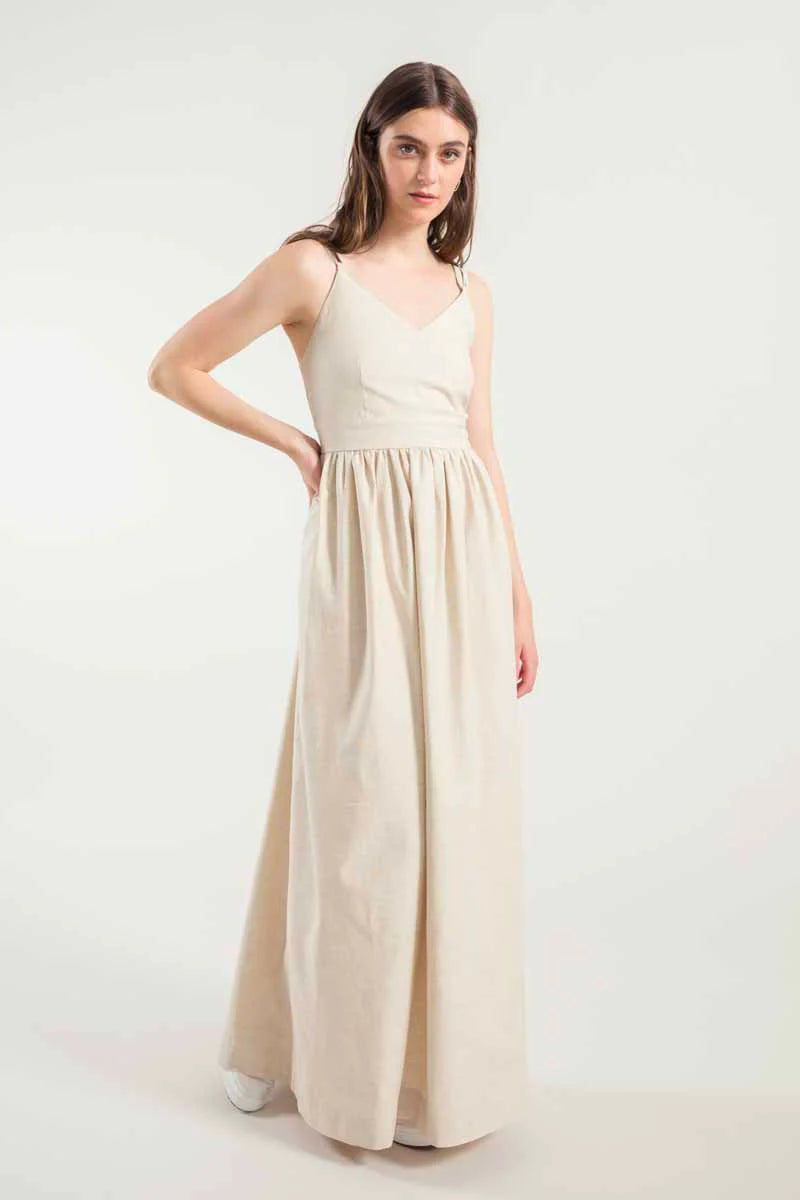 Giada Cotton Maxi Dress Beige Classic Black Maxi Dress