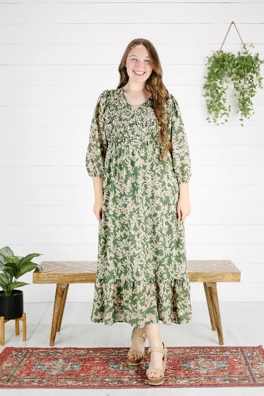 Gloria Print Maxi Dress - Green Stylish Boho Chic Maxi Dress