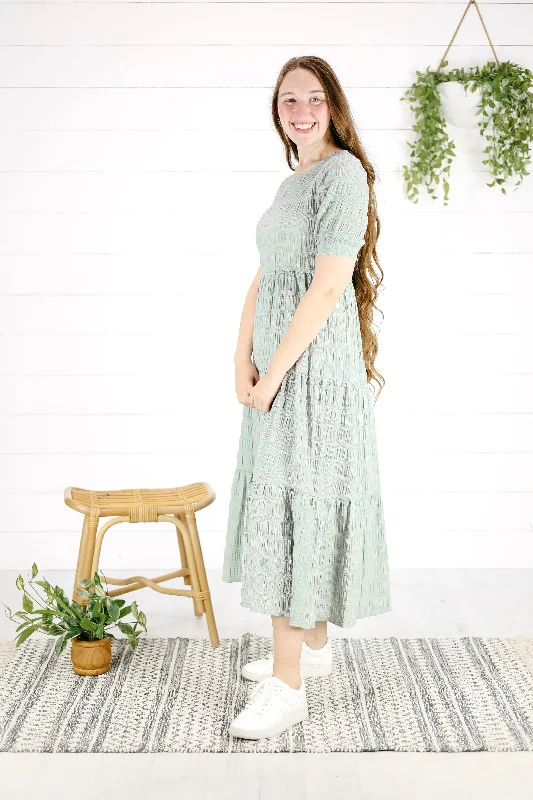 Indie Plaid Maxi Dress - Mint Elegant Tiered Maxi Dress