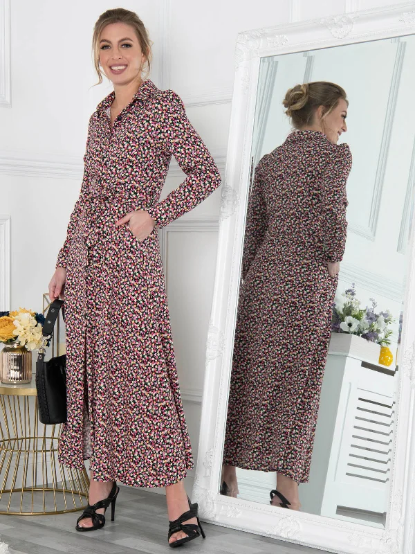 Jolie Moi Lucia Print Shirt Maxi Dress, Floral Multi Fashionable High-Waist Maxi Dress Jolie Moi Lucia Print Shirt Maxi Dress, Floral Multi Fashionable High-Waist Maxi Dress