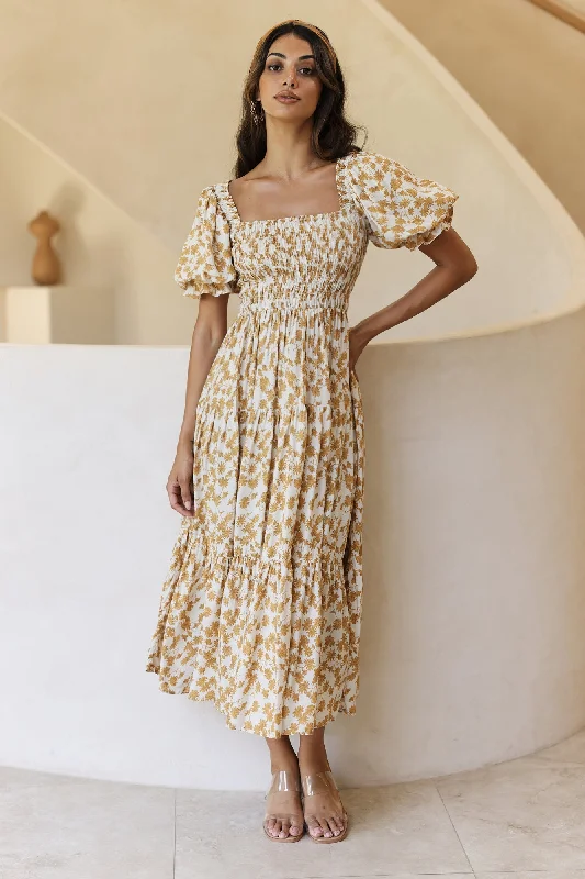 Land And Sky Maxi Dress Yellow Stylish Off-Shoulder Maxi Dress