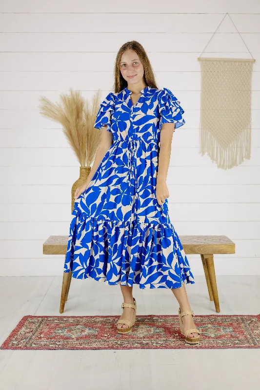 Lucille Maxi Dress - Blue Elegant Silk Maxi Dress