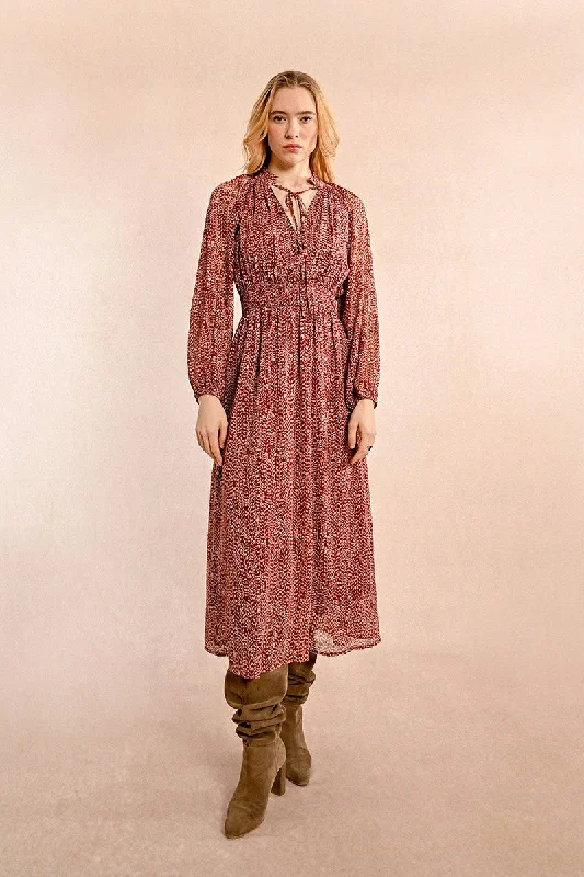 Molly Bracken Red Floral Print Maxi Dress Stylish One-Shoulder Maxi Dress