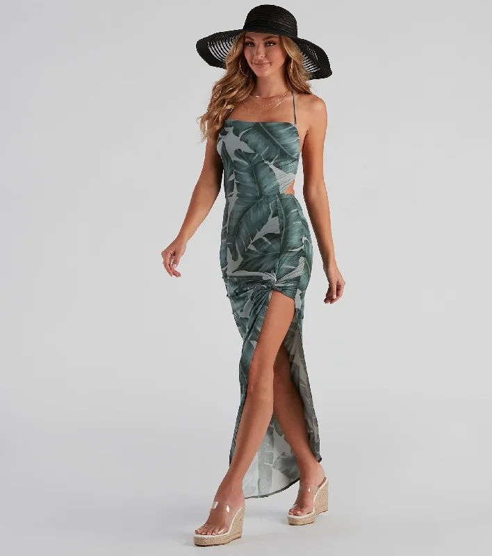 Natural Beauty Tropical Maxi Dress Fashionable Maxi Dress with Fringe