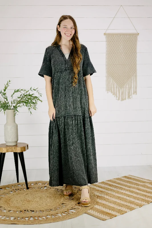 Rawlings Maxi Dress - Ash Black Comfortable Satin Maxi Dress