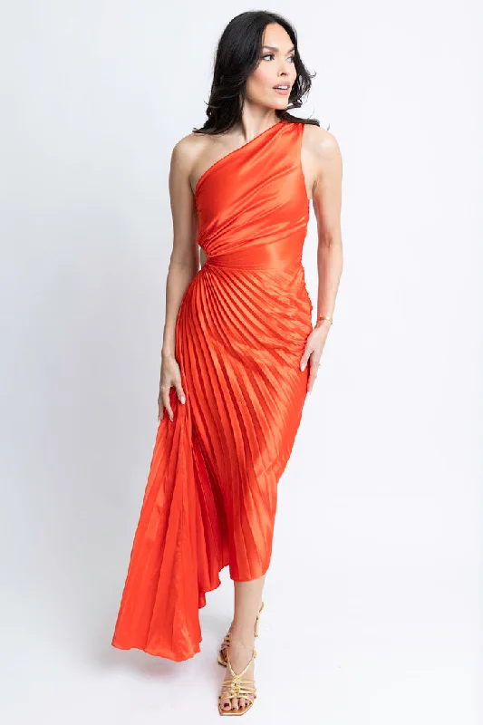 Satin One Shoulder Maxi Dress Stylish One-Shoulder Maxi Dress