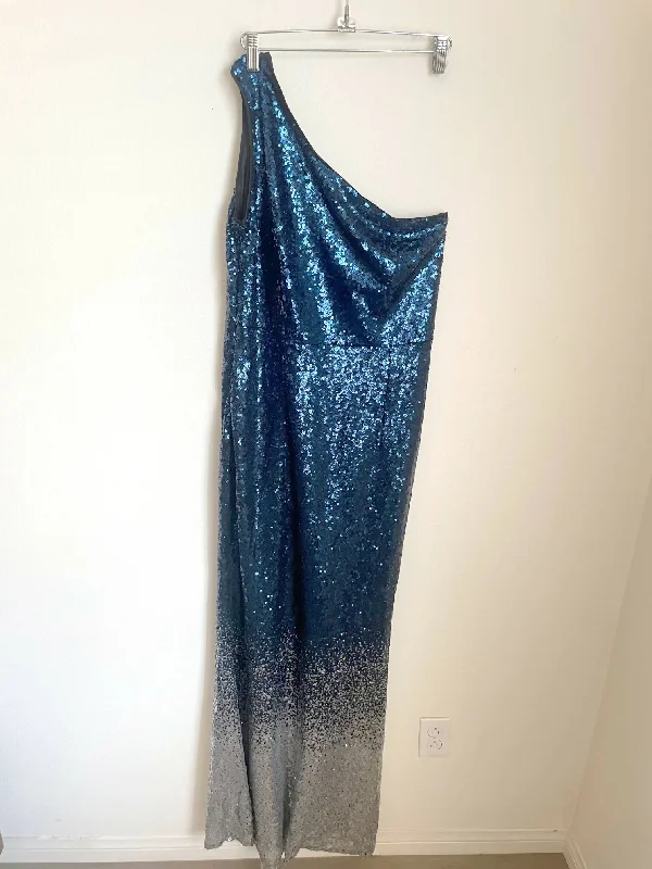 Sparkly bedazzled One shoulder maxi dress Trendy Button Front Maxi Dress