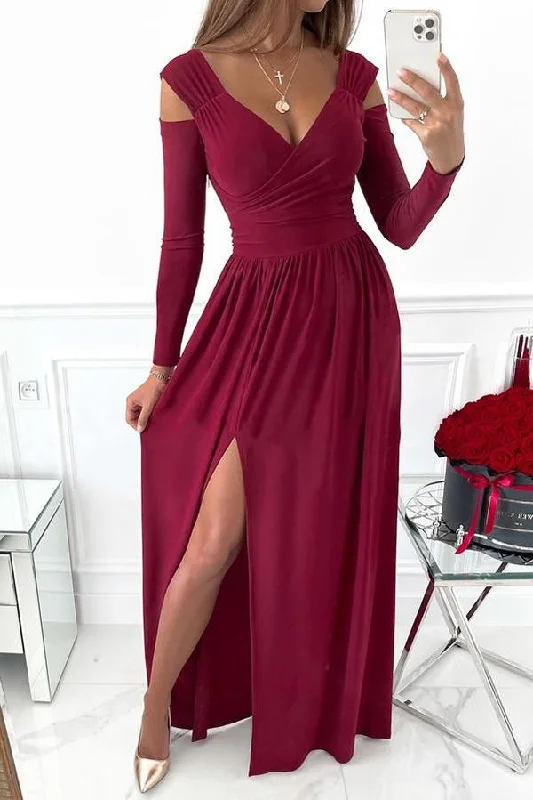 Split Sleeve Elegant Maxi Dress Fashionable Layered Maxi Dress
