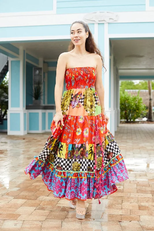 Theatre Strapless Maxi Dress Fashionable Open-Back Maxi Dress