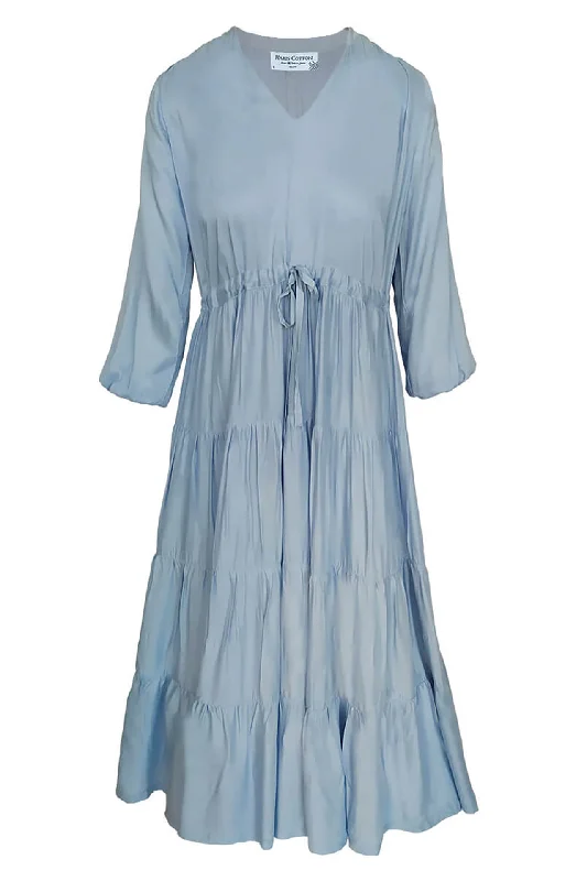 Voile Viscose Maxi Dress Blue Cozy Ribbed Maxi Dress