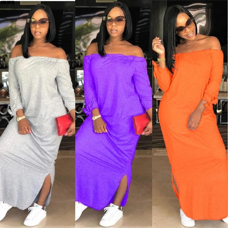 women off shoulder slash neck split side slim long maxi dress vestidos CX009 Cozy Wrap Maxi Dress women off shoulder slash neck split side slim long maxi dress vestidos CX009 Cozy Wrap Maxi Dress