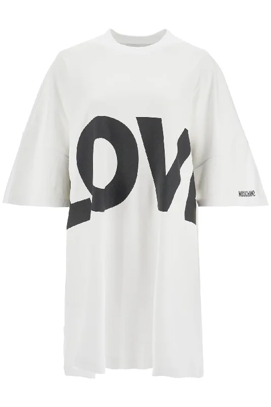 Love T-shirt Dress Out  - White Terry Blend Velvet Blend Canvas Blend
