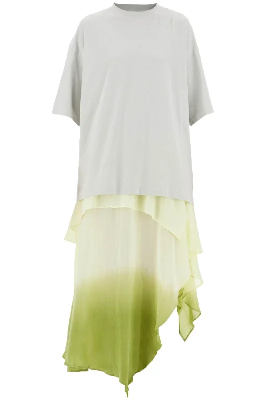 Layered Midi Dress With T-shirt  - Multicolor Machine Wash Dry Clean Hand Wash