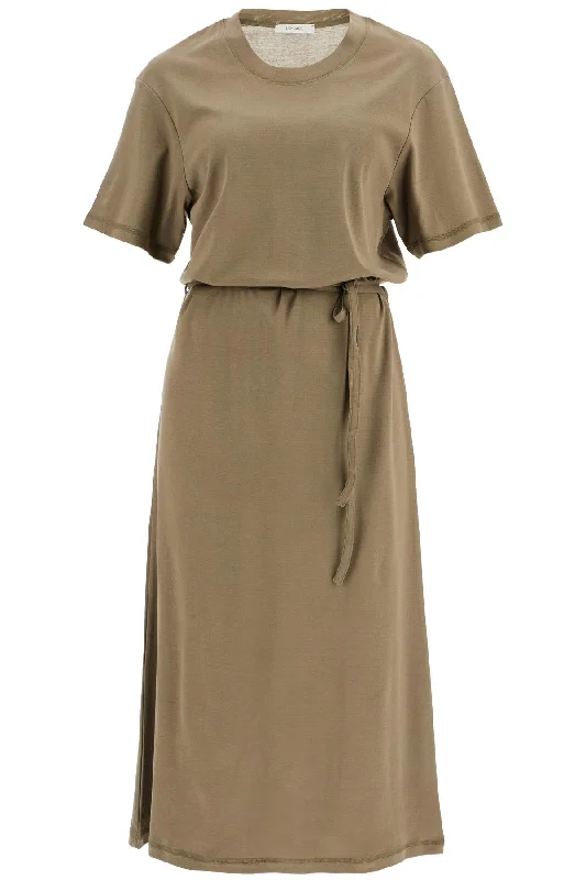 Midi T-shirt Style Dress  - Khaki Anti-Pilling Machine Wash Handmade