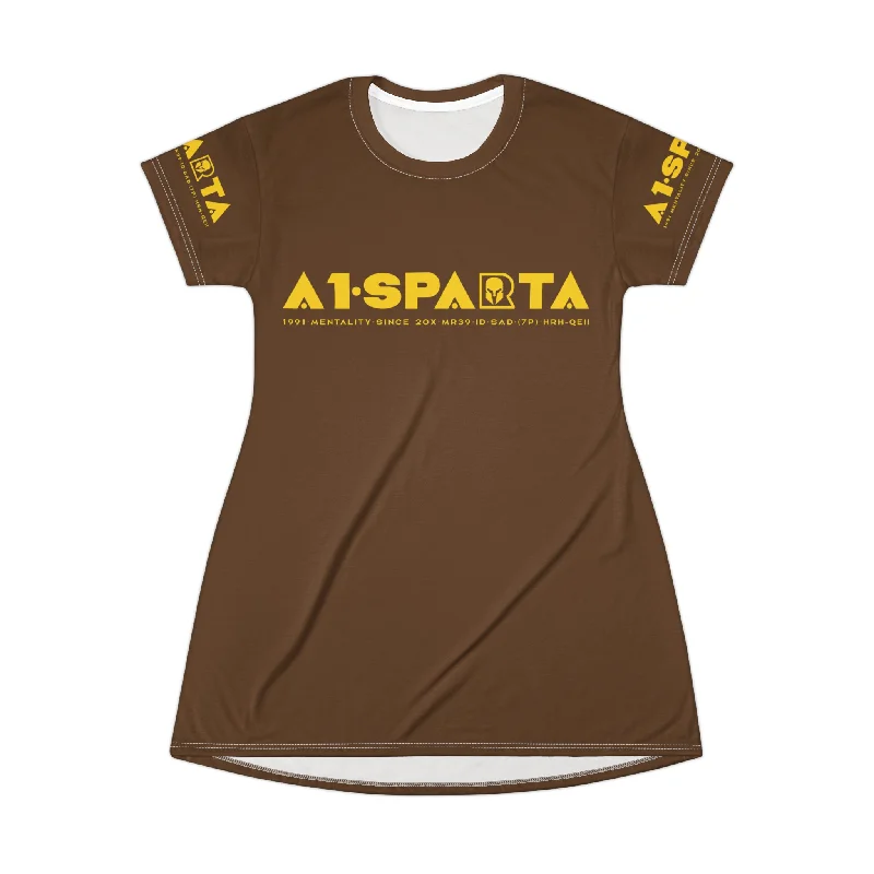 A1-Sparta  Dark Grey T-Shirt Dress (AOP) Fitted T-Shirt Seamless Stretchy