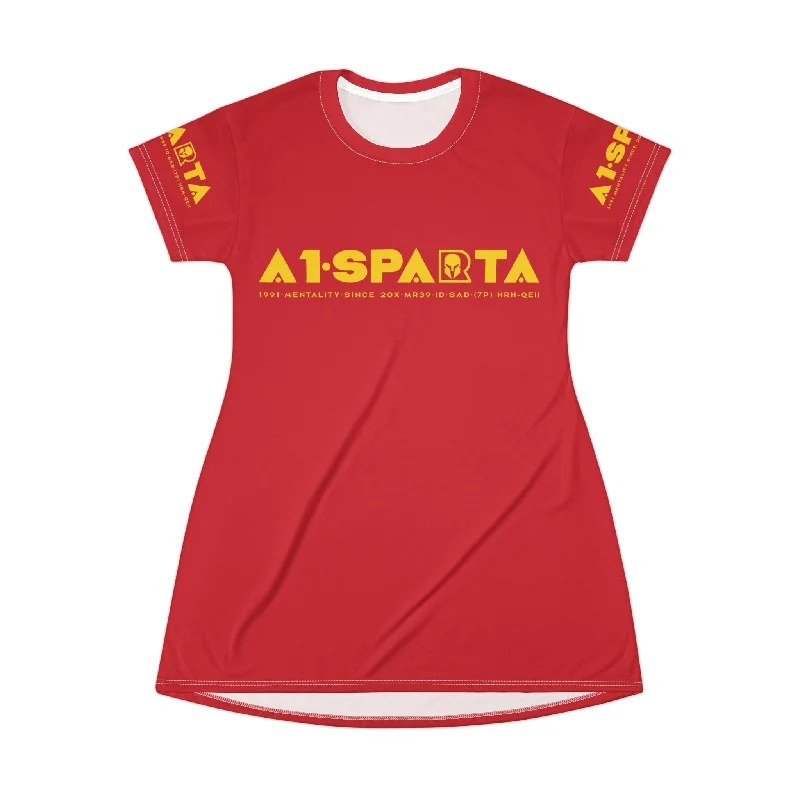 A1-Sparta  Dark Grey T-Shirt Dress (AOP) Handmade Hand-knitted Hand-woven