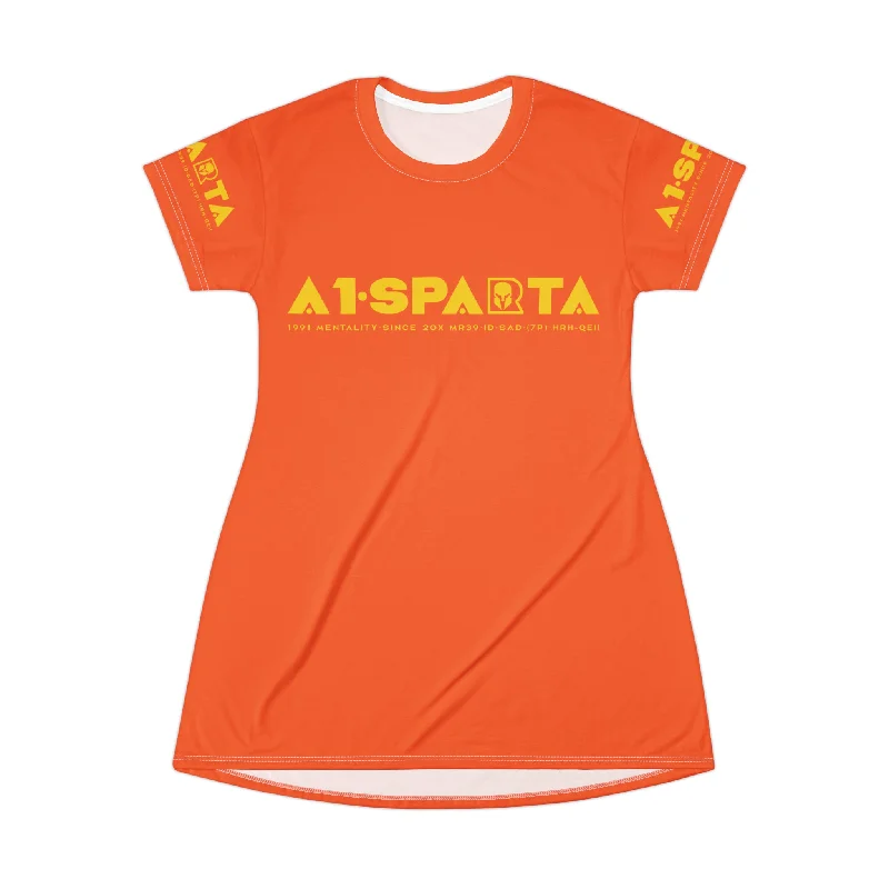 A1-Sparta  Dark Grey T-Shirt Dress (AOP) Cashmere Blend Cotton Blend Poly Blend