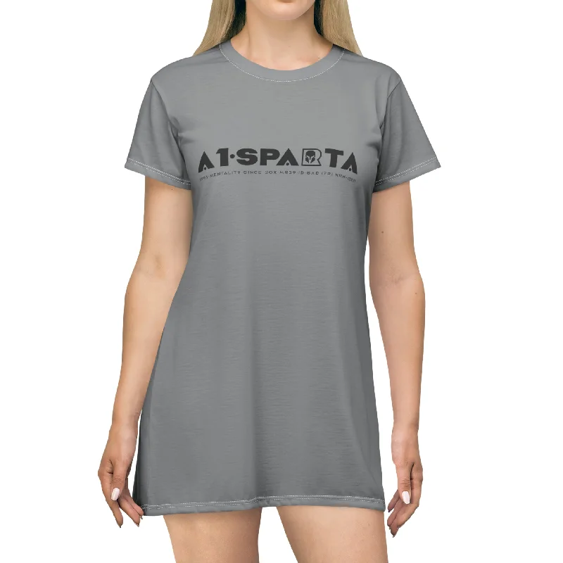 A1-Sparta T-Shirt Dress (AOP) Spandex Blend Rayon Blend Denim Blend