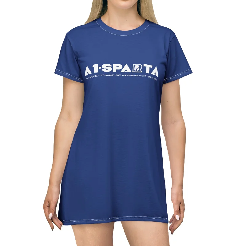 A1-Sparta T-Shirt Dress (AOP) Notch Collar Peter Pan Collar Cowl Neck