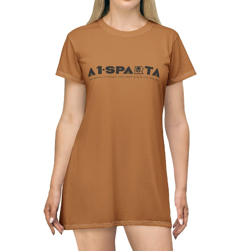 A1-Sparta T-Shirt Dress (AOP) Denim Fabric Leather Fabric Suede Fabric