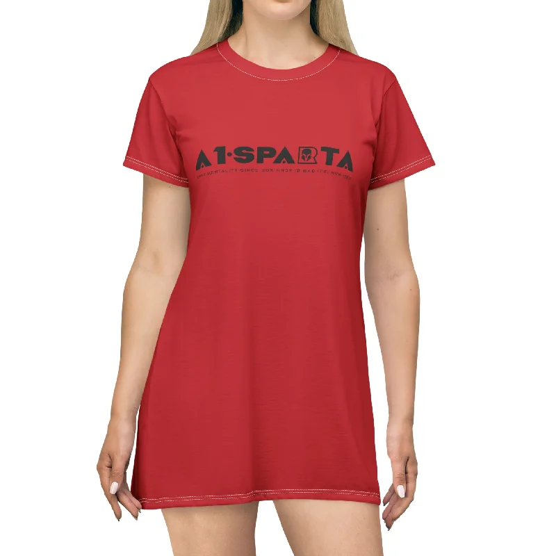 A1-Sparta T-Shirt Dress (AOP) Notch Collar Peter Pan Collar Cowl Neck