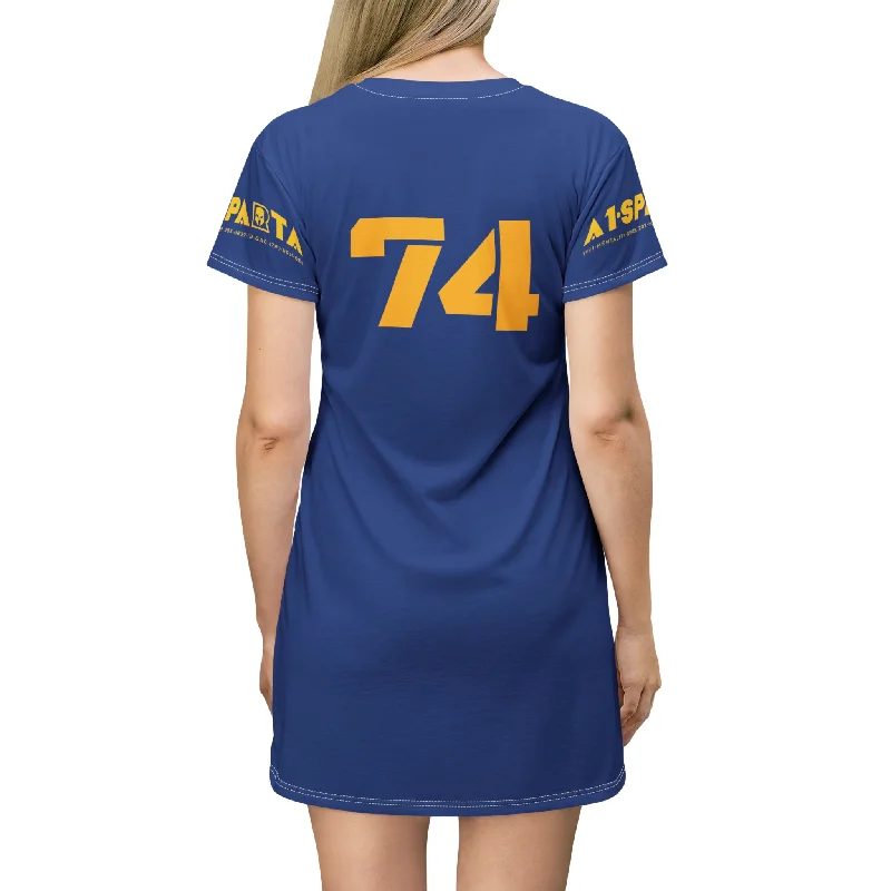 A1-Sparta  T-Shirt Dress (AOP) Silk Blend Satin Velvet