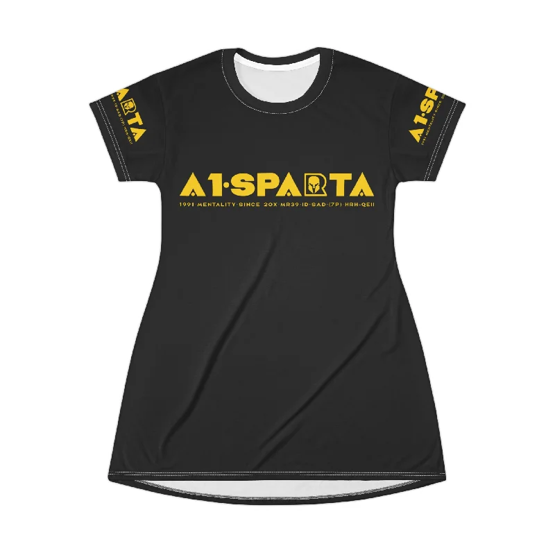 A1-Sparta T-Shirt Dress (AOP) Spandex Blend Rayon Blend Denim Blend