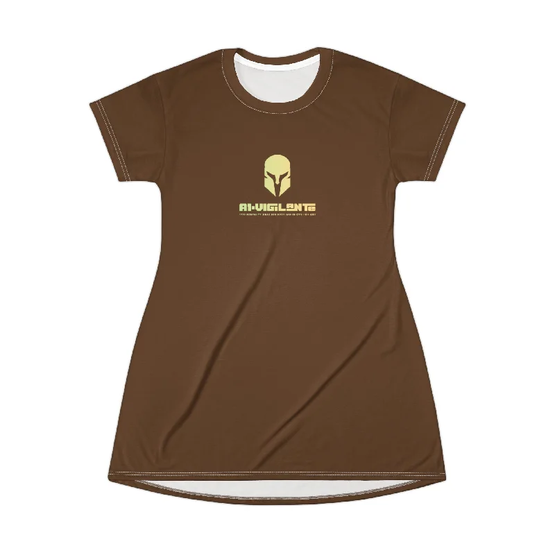 A1-Vigilante Sparta  T-Shirt Dress (AOP) Asymmetrical Pockets Print