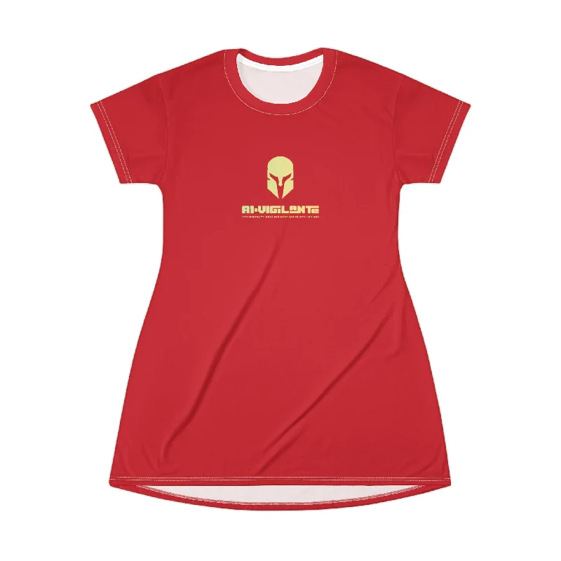 A1-Vigilante Sparta  T-Shirt Dress (AOP) Notch Collar Peter Pan Collar Cowl Neck