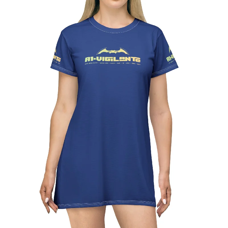 A1-Vigilante  T-Shirt Dress (AOP) Fleece Fabric Down Fabric Feather Fabric
