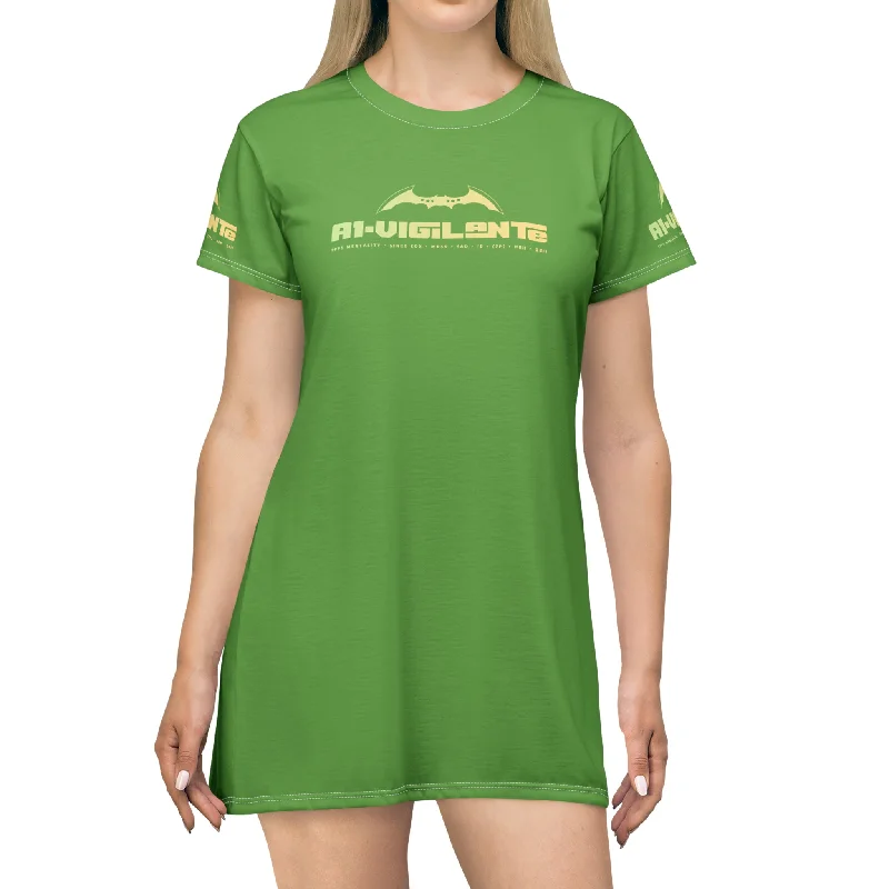 A1-Vigilante  T-Shirt Dress (AOP) Mesh Blend Leather Blend Suede Blend