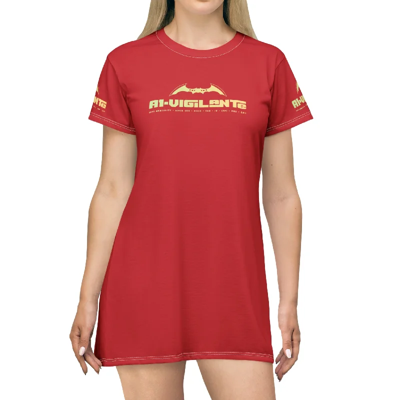 A1-Vigilante  T-Shirt Dress (AOP) Iron Safe Non-Iron Wrinkle Free