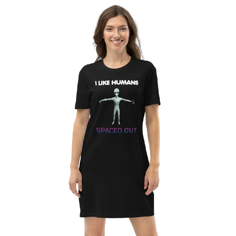 Alien Nurse - I Like Humans Spaced Out - Organic Cotton T-Shirt Dress Knit Fabric Woven Fabric Fleece Fabric Alien Nurse - I Like Humans Spaced Out - Organic Cotton T-Shirt Dress Knit Fabric Woven Fabric Fleece Fabric