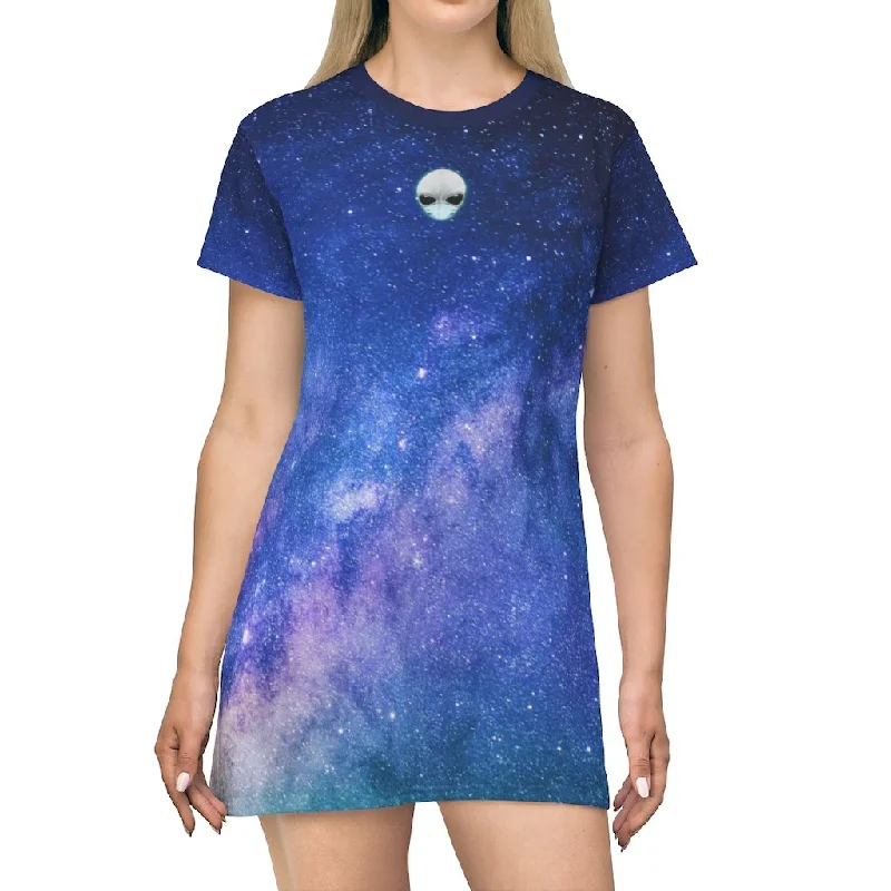 Alien Nurse - AOP Starscape T-Shirt Dress Fashionable Trendy Casual