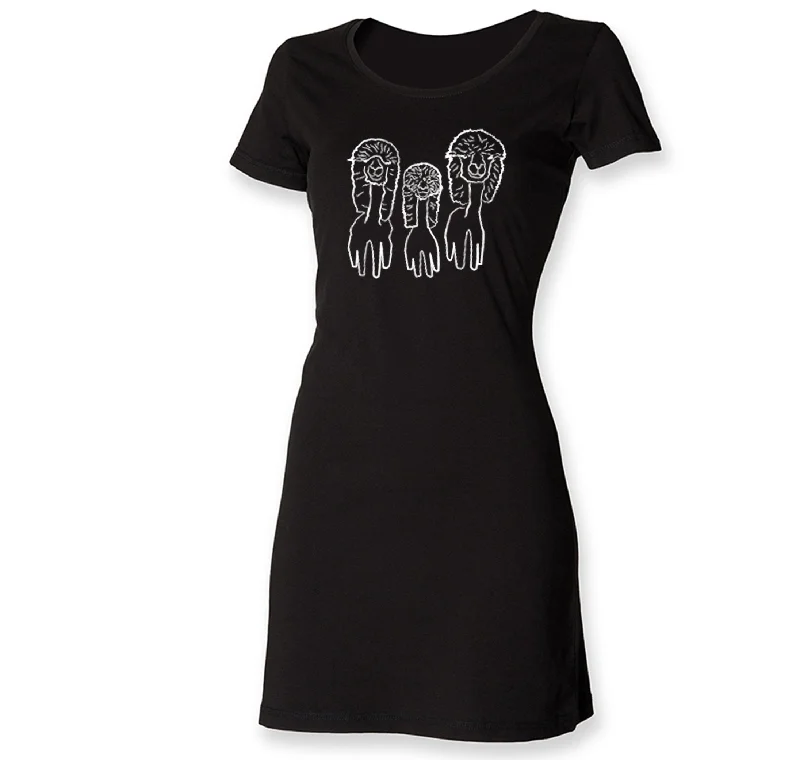 Alpacas t-shirt dress Mesh Blend Leather Blend Suede Blend