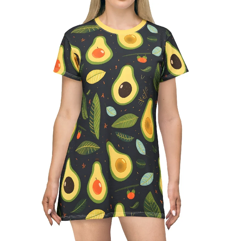 Avocado Extravaganza T-Shirt Dress Lace Blend Ribbed Blend Corduroy Blend