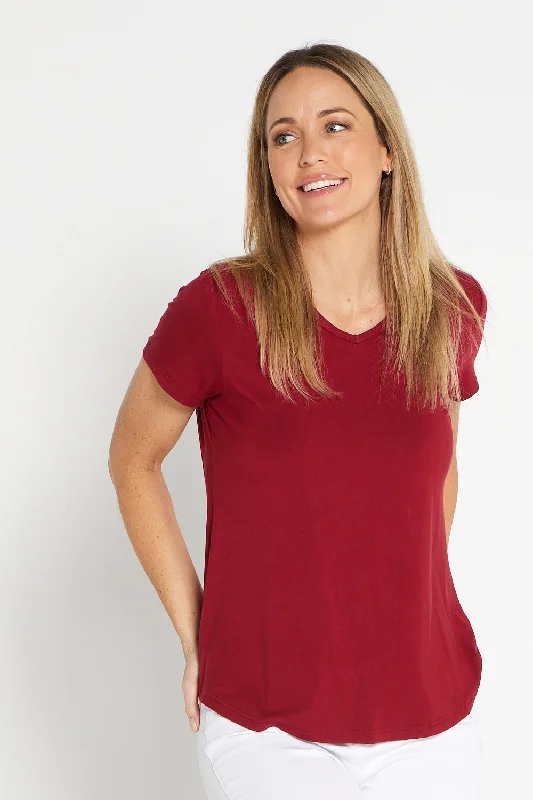 Bamboo Tee - Maroon Modern Contemporary Chic
