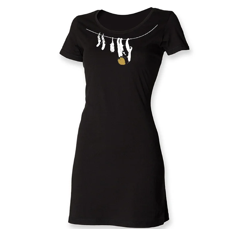 Bat sloth and socks t-shirt dress Solid Color Striped Floral