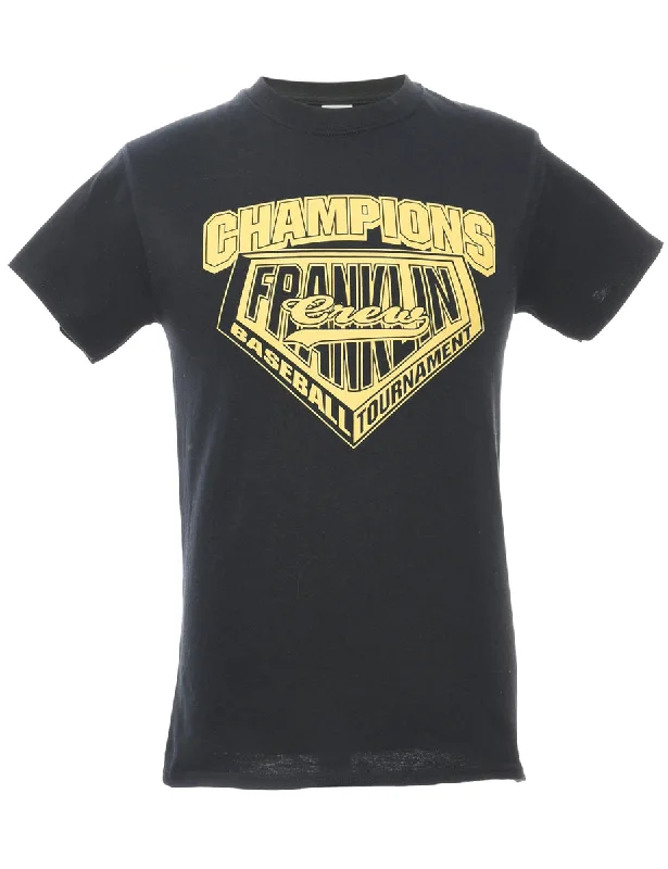 Champions Franklin Baseball Gildan Sports Black T-shirt - S Fitted T-Shirt Seamless Stretchy Champions Franklin Baseball Gildan Sports Black T-shirt - S Fitted T-Shirt Seamless Stretchy
