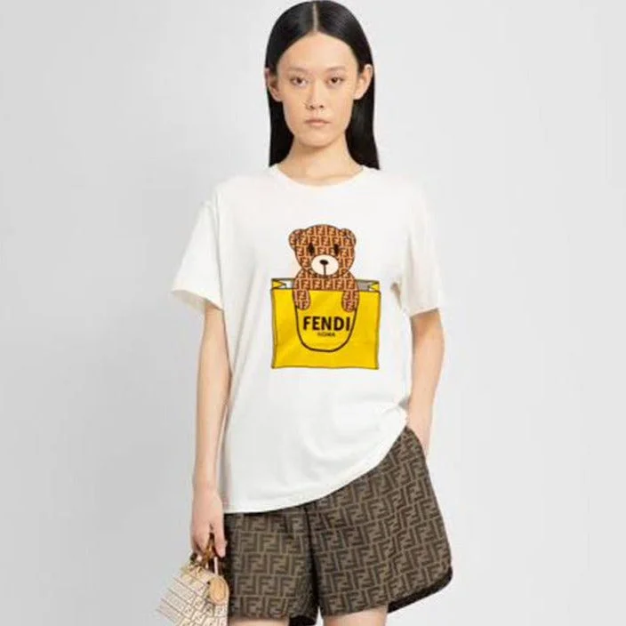 Women High-Quality Cartoon Print T-shirt Modern Contemporary Chic