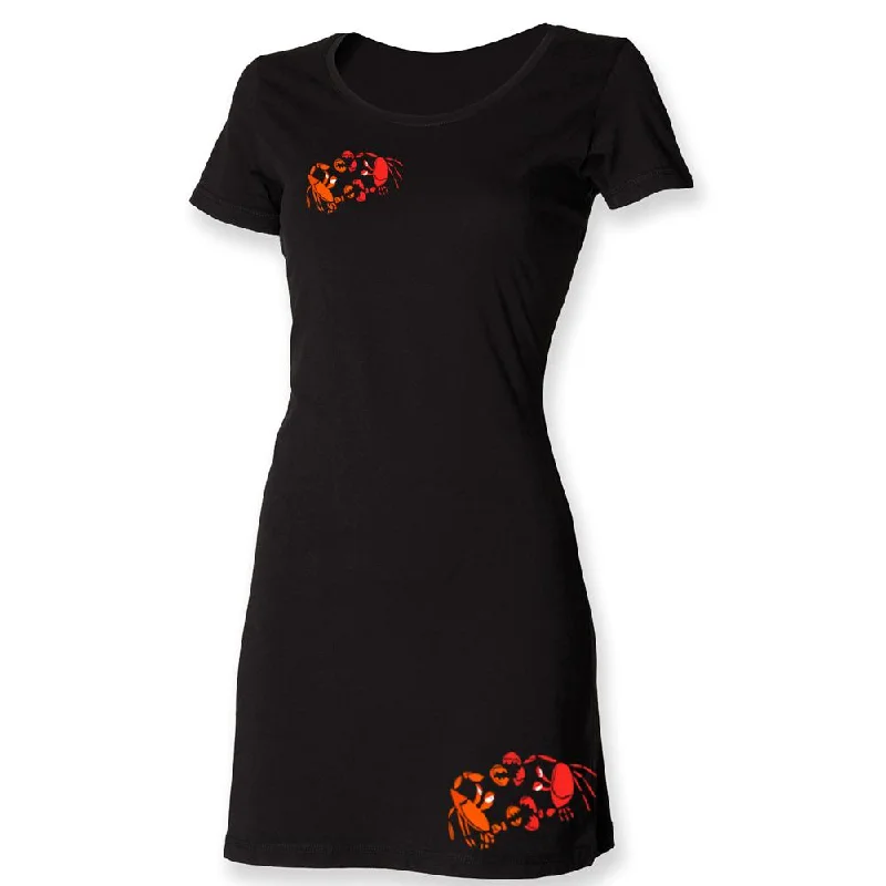 Crab fight t-shirt dress Zippered Front Buttoned Front Snap Front