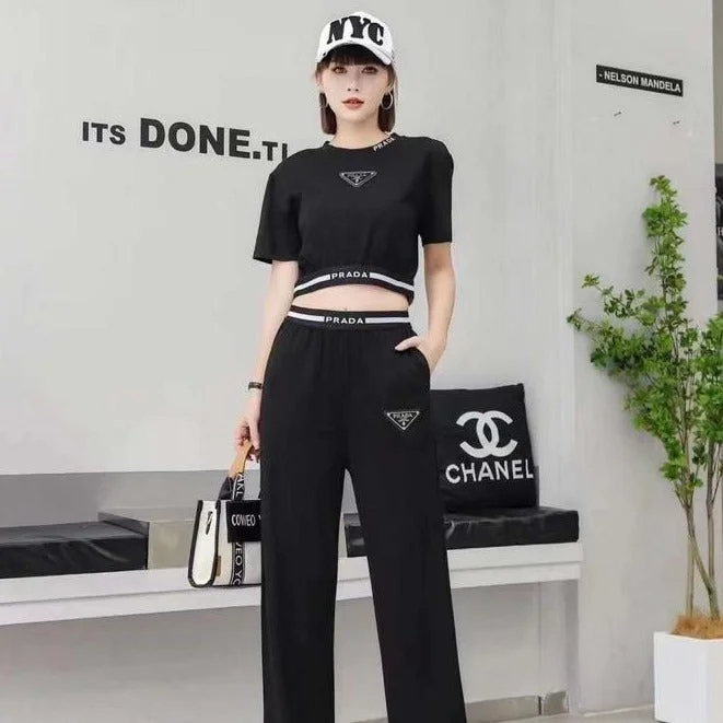 Crop Tee Premium Black Track Set Denim Fabric Leather Fabric Suede Fabric