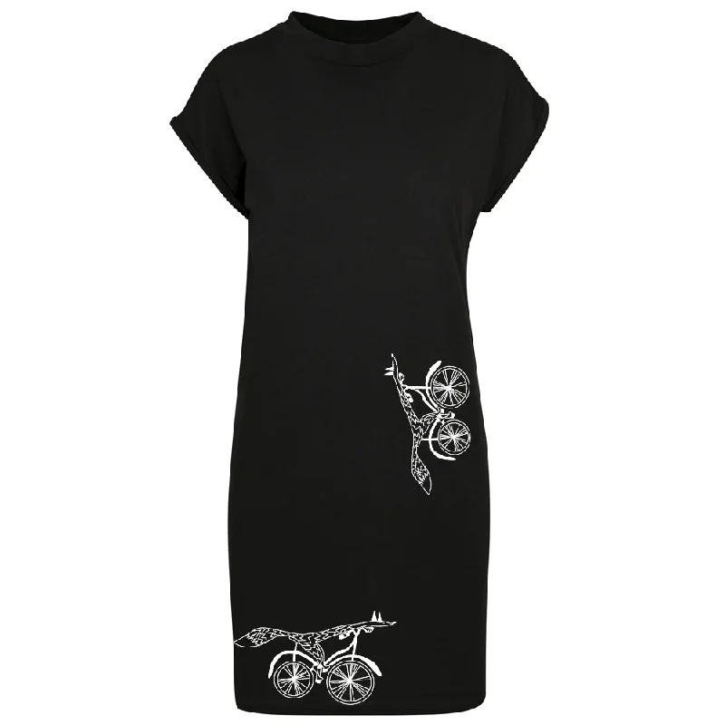 Cycling fox t-shirt dress Collared Crew Neck Turtle Neck