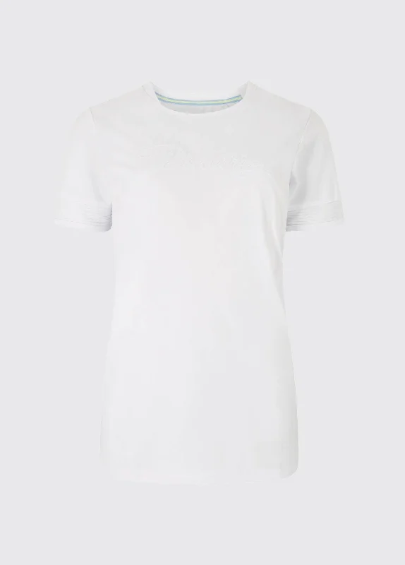 Trim Active T-Shirt - White Rayon Velvet Corduroy