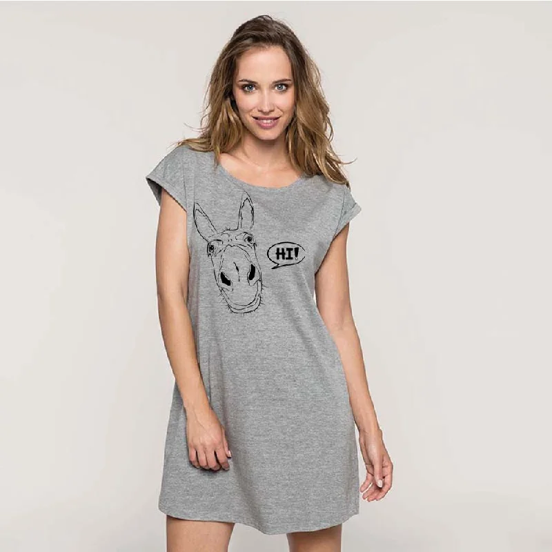 Donkey flowy t-shirt dress, grey Striped Floral Plaid