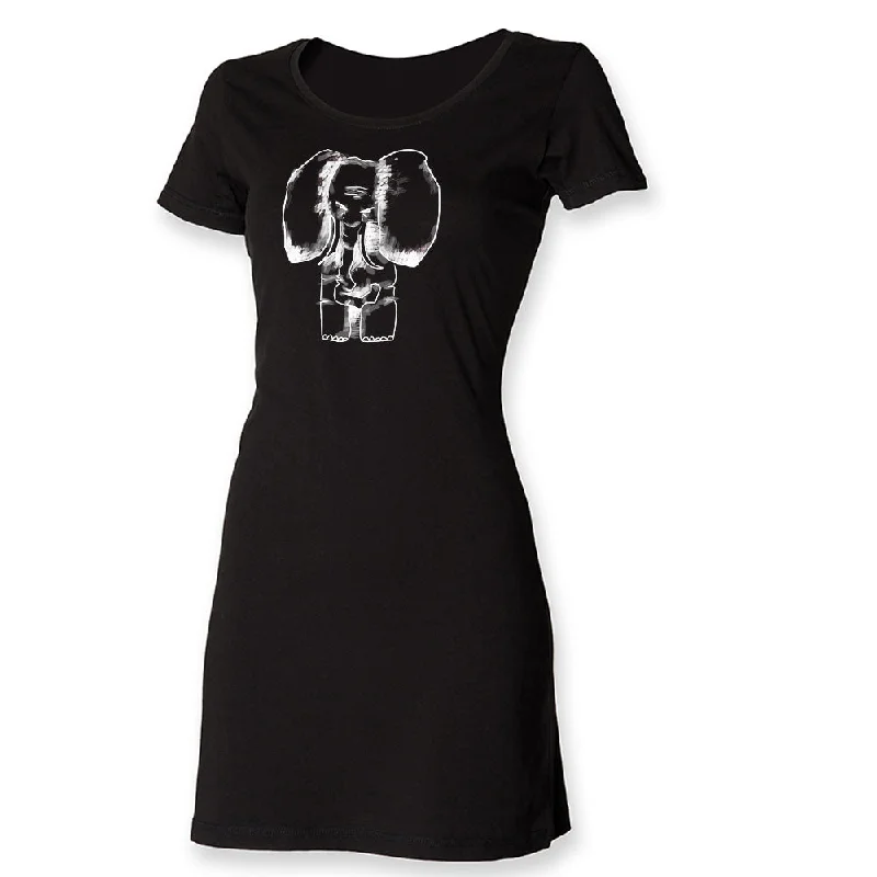 Elephant t-shirt dress, hand painted Lace Blend Ribbed Blend Corduroy Blend