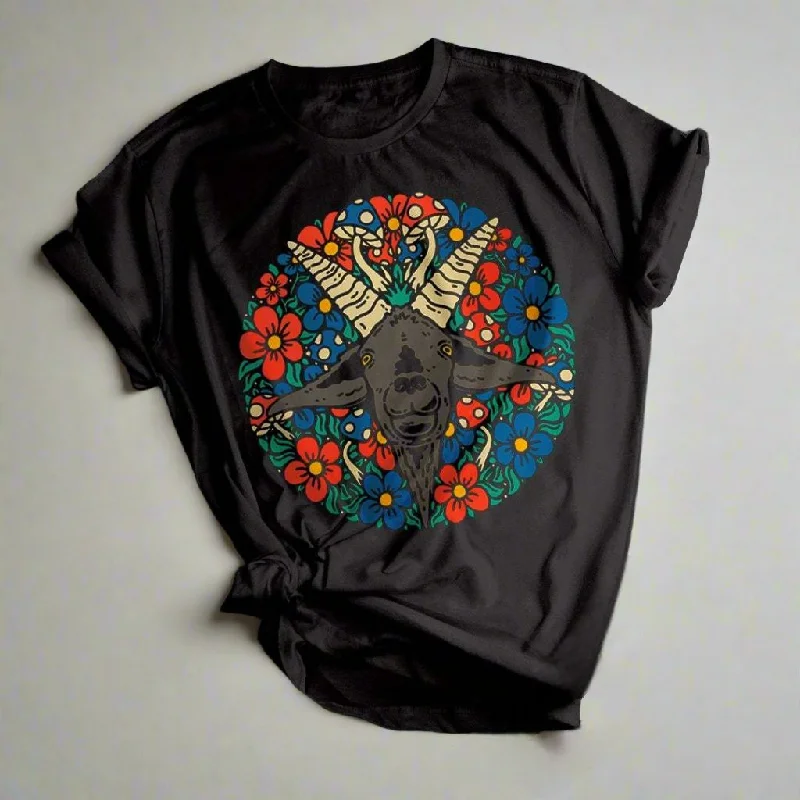 Five Point Goat Short-Sleeved T-Shirt Welt Pockets Slit Pockets Flap Pockets