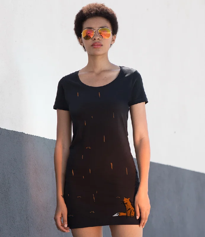 Fox in the rain t-shirt dress Hooded Caped Shawl Collar